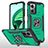 Funda Bumper Silicona y Plastico Mate Carcasa con Magnetico Anillo de dedo Soporte MQ1 para Xiaomi Redmi 11 Prime 5G Verde Noche