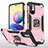 Funda Bumper Silicona y Plastico Mate Carcasa con Magnetico Anillo de dedo Soporte MQ1 para Xiaomi Redmi Note 10 5G Oro Rosa