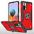 Funda Bumper Silicona y Plastico Mate Carcasa con Magnetico Anillo de dedo Soporte MQ1 para Xiaomi Redmi Note 10 Pro 4G Rojo