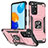 Funda Bumper Silicona y Plastico Mate Carcasa con Magnetico Anillo de dedo Soporte MQ1 para Xiaomi Redmi Note 11 4G (2022) Oro Rosa