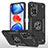 Funda Bumper Silicona y Plastico Mate Carcasa con Magnetico Anillo de dedo Soporte MQ1 para Xiaomi Redmi Note 11 Pro+ Plus 5G Negro