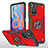 Funda Bumper Silicona y Plastico Mate Carcasa con Magnetico Anillo de dedo Soporte MQ1 para Xiaomi Redmi Note 11T 5G Rojo
