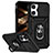 Funda Bumper Silicona y Plastico Mate Carcasa con Magnetico Anillo de dedo Soporte MQ2 para Apple iPhone 13 Pro Max Negro