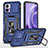 Funda Bumper Silicona y Plastico Mate Carcasa con Magnetico Anillo de dedo Soporte MQ2 para Motorola Moto Edge 30 Lite 5G Azul