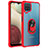 Funda Bumper Silicona y Plastico Mate Carcasa con Magnetico Anillo de dedo Soporte MQ2 para Samsung Galaxy F12 Rojo