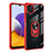 Funda Bumper Silicona y Plastico Mate Carcasa con Magnetico Anillo de dedo Soporte MQ2 para Samsung Galaxy F42 5G Rojo