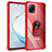 Funda Bumper Silicona y Plastico Mate Carcasa con Magnetico Anillo de dedo Soporte MQ2 para Samsung Galaxy Note 10 Lite Rojo