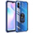 Funda Bumper Silicona y Plastico Mate Carcasa con Magnetico Anillo de dedo Soporte MQ2 para Xiaomi Redmi 9A Azul