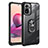 Funda Bumper Silicona y Plastico Mate Carcasa con Magnetico Anillo de dedo Soporte MQ2 para Xiaomi Redmi Note 10 4G Plata y Negro
