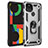 Funda Bumper Silicona y Plastico Mate Carcasa con Magnetico Anillo de dedo Soporte MQ3 para Google Pixel 4a 5G Plata