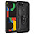 Funda Bumper Silicona y Plastico Mate Carcasa con Magnetico Anillo de dedo Soporte MQ3 para Google Pixel 5 XL 5G Negro