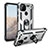 Funda Bumper Silicona y Plastico Mate Carcasa con Magnetico Anillo de dedo Soporte MQ3 para Google Pixel 5a 5G Plata