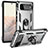 Funda Bumper Silicona y Plastico Mate Carcasa con Magnetico Anillo de dedo Soporte MQ3 para Google Pixel 6 5G Plata