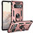 Funda Bumper Silicona y Plastico Mate Carcasa con Magnetico Anillo de dedo Soporte MQ3 para Google Pixel 6 Pro 5G Oro Rosa