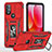 Funda Bumper Silicona y Plastico Mate Carcasa con Magnetico Anillo de dedo Soporte MQ3 para Motorola Moto G Play (2023) Rojo