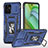 Funda Bumper Silicona y Plastico Mate Carcasa con Magnetico Anillo de dedo Soporte MQ3 para Motorola Moto G Power 5G (2023) Azul