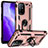 Funda Bumper Silicona y Plastico Mate Carcasa con Magnetico Anillo de dedo Soporte MQ3 para Oppo F19 Pro+ Plus 5G Oro Rosa