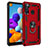 Funda Bumper Silicona y Plastico Mate Carcasa con Magnetico Anillo de dedo Soporte MQ3 para Samsung Galaxy A21 Rojo