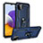 Funda Bumper Silicona y Plastico Mate Carcasa con Magnetico Anillo de dedo Soporte MQ3 para Samsung Galaxy A22 5G Azul