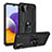 Funda Bumper Silicona y Plastico Mate Carcasa con Magnetico Anillo de dedo Soporte MQ3 para Samsung Galaxy A22 5G Negro