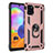 Funda Bumper Silicona y Plastico Mate Carcasa con Magnetico Anillo de dedo Soporte MQ3 para Samsung Galaxy A31 Oro Rosa