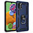 Funda Bumper Silicona y Plastico Mate Carcasa con Magnetico Anillo de dedo Soporte MQ3 para Samsung Galaxy A41 Azul