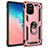 Funda Bumper Silicona y Plastico Mate Carcasa con Magnetico Anillo de dedo Soporte MQ3 para Samsung Galaxy A91 Oro Rosa