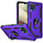 Funda Bumper Silicona y Plastico Mate Carcasa con Magnetico Anillo de dedo Soporte MQ3 para Samsung Galaxy F12 Morado