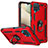 Funda Bumper Silicona y Plastico Mate Carcasa con Magnetico Anillo de dedo Soporte MQ3 para Samsung Galaxy F12 Rojo