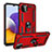 Funda Bumper Silicona y Plastico Mate Carcasa con Magnetico Anillo de dedo Soporte MQ3 para Samsung Galaxy F42 5G Rojo