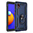 Funda Bumper Silicona y Plastico Mate Carcasa con Magnetico Anillo de dedo Soporte MQ3 para Samsung Galaxy M01 Core Azul