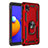 Funda Bumper Silicona y Plastico Mate Carcasa con Magnetico Anillo de dedo Soporte MQ3 para Samsung Galaxy M01 Core Rojo