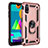 Funda Bumper Silicona y Plastico Mate Carcasa con Magnetico Anillo de dedo Soporte MQ3 para Samsung Galaxy M01 Oro Rosa