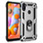 Funda Bumper Silicona y Plastico Mate Carcasa con Magnetico Anillo de dedo Soporte MQ3 para Samsung Galaxy M11 Plata