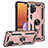 Funda Bumper Silicona y Plastico Mate Carcasa con Magnetico Anillo de dedo Soporte MQ3 para Samsung Galaxy M32 5G Oro Rosa
