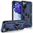 Funda Bumper Silicona y Plastico Mate Carcasa con Magnetico Anillo de dedo Soporte MQ3 para Samsung Galaxy S20 FE 4G Azul