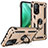 Funda Bumper Silicona y Plastico Mate Carcasa con Magnetico Anillo de dedo Soporte MQ3 para Xiaomi Mi 10T 5G Oro