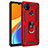 Funda Bumper Silicona y Plastico Mate Carcasa con Magnetico Anillo de dedo Soporte MQ3 para Xiaomi POCO C3 Rojo