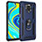 Funda Bumper Silicona y Plastico Mate Carcasa con Magnetico Anillo de dedo Soporte MQ3 para Xiaomi Poco M2 Pro Azul