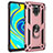 Funda Bumper Silicona y Plastico Mate Carcasa con Magnetico Anillo de dedo Soporte MQ3 para Xiaomi Poco M2 Pro Oro Rosa