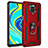 Funda Bumper Silicona y Plastico Mate Carcasa con Magnetico Anillo de dedo Soporte MQ3 para Xiaomi Poco M2 Pro Rojo