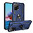 Funda Bumper Silicona y Plastico Mate Carcasa con Magnetico Anillo de dedo Soporte MQ3 para Xiaomi Poco M5S Azul