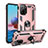 Funda Bumper Silicona y Plastico Mate Carcasa con Magnetico Anillo de dedo Soporte MQ3 para Xiaomi Poco M5S Oro Rosa