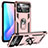 Funda Bumper Silicona y Plastico Mate Carcasa con Magnetico Anillo de dedo Soporte MQ3 para Xiaomi Poco X4 Pro 5G Oro Rosa