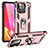 Funda Bumper Silicona y Plastico Mate Carcasa con Magnetico Anillo de dedo Soporte MQ3 para Xiaomi Redmi 10 India Oro Rosa