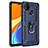 Funda Bumper Silicona y Plastico Mate Carcasa con Magnetico Anillo de dedo Soporte MQ3 para Xiaomi Redmi 10A 4G Azul