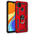 Funda Bumper Silicona y Plastico Mate Carcasa con Magnetico Anillo de dedo Soporte MQ3 para Xiaomi Redmi 9 Activ Rojo