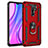 Funda Bumper Silicona y Plastico Mate Carcasa con Magnetico Anillo de dedo Soporte MQ3 para Xiaomi Redmi 9 Prime India Rojo