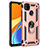 Funda Bumper Silicona y Plastico Mate Carcasa con Magnetico Anillo de dedo Soporte MQ3 para Xiaomi Redmi 9C NFC Oro Rosa