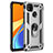 Funda Bumper Silicona y Plastico Mate Carcasa con Magnetico Anillo de dedo Soporte MQ3 para Xiaomi Redmi 9C NFC Plata